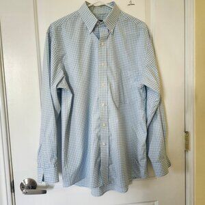 Jos a bank traveler collection button down collar solid dress shirt blue size M